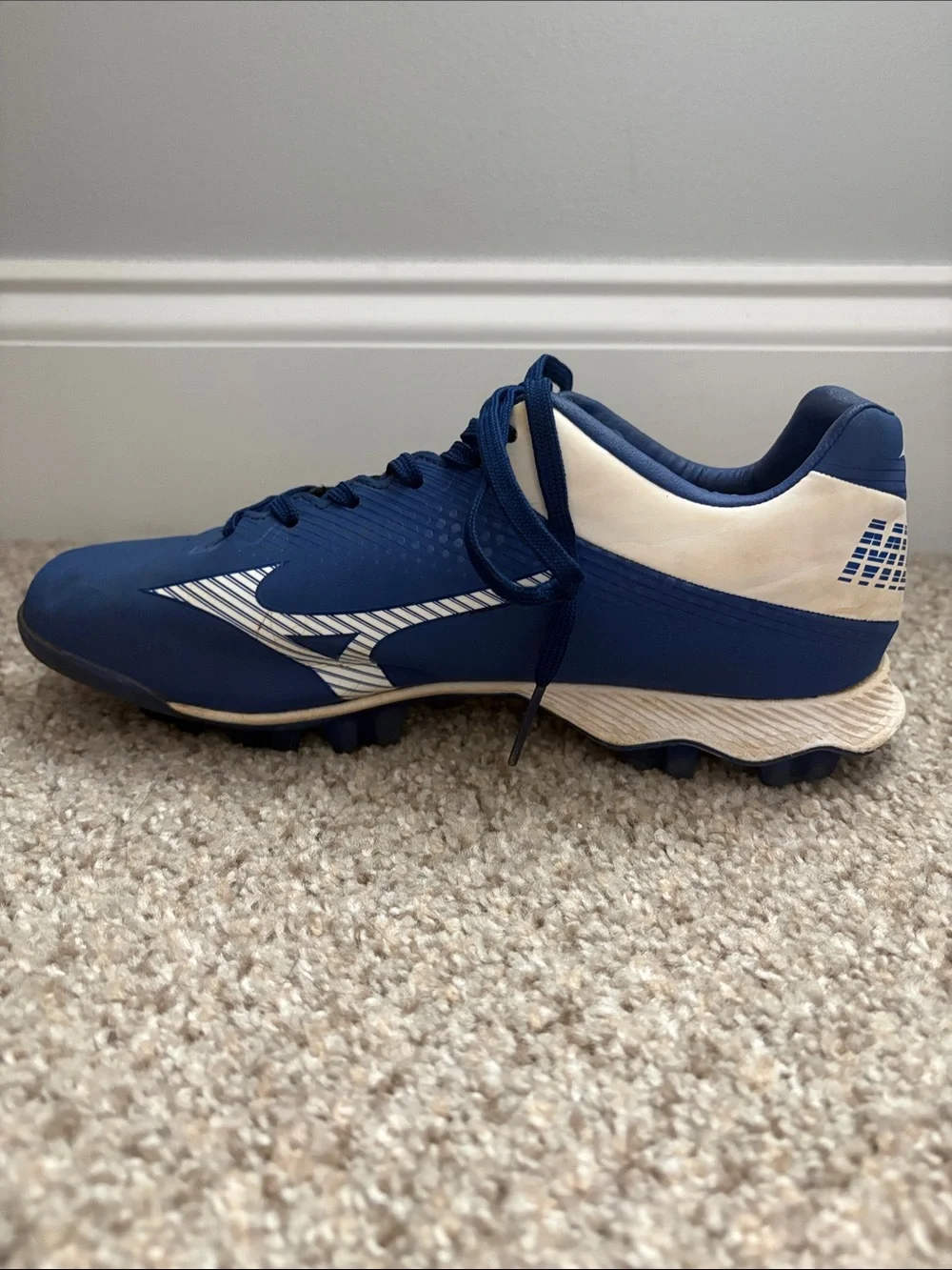 Mizuno Wave LightRevo Baseball/Softball Molded Cleats Blue White Size US 6 Style
